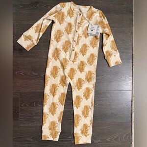 kate quinn Cream Onesie with Mustard Corn Print